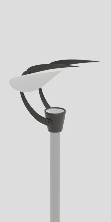 Modern armatur 12 Mercury, som reflekterar ljus från en vit panel