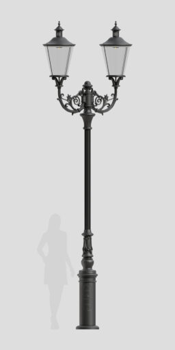 Dubbelarmad, rikt dekorerad lanternin B2B/03