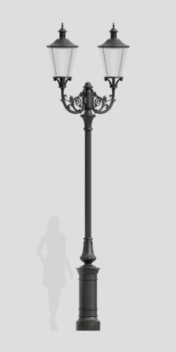 Dubbelarmad, rikt dekorerad lykta B2N/03