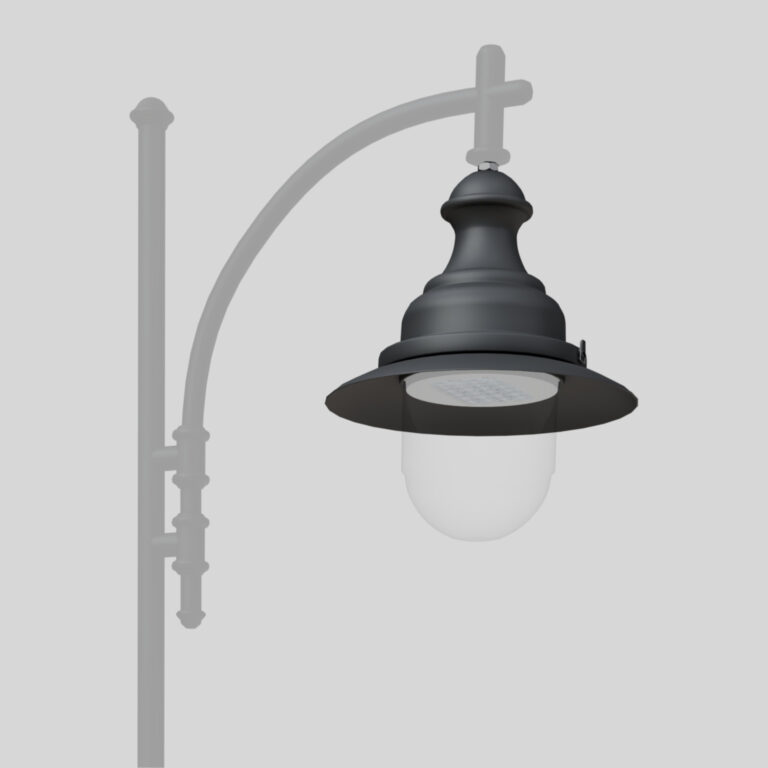 Belysningsarmatur 04 Aries A, som fungerar bra på lyktstolpar på huvudgatan